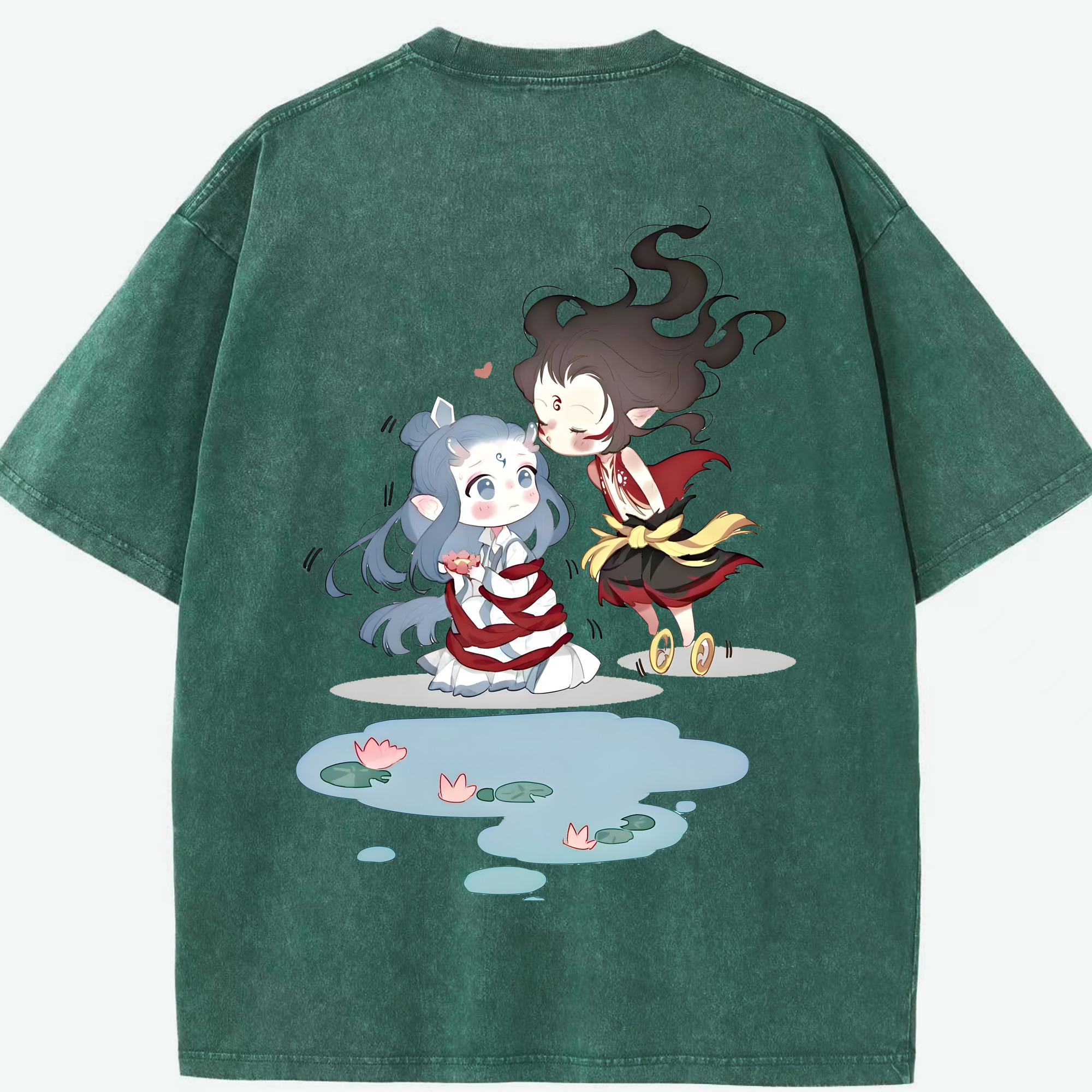 （画像用） Ne Zha 2 ナタ 魔童の大暴れ 綿100% ヴィンテージ風 半袖Tシャツ（背面プリント）